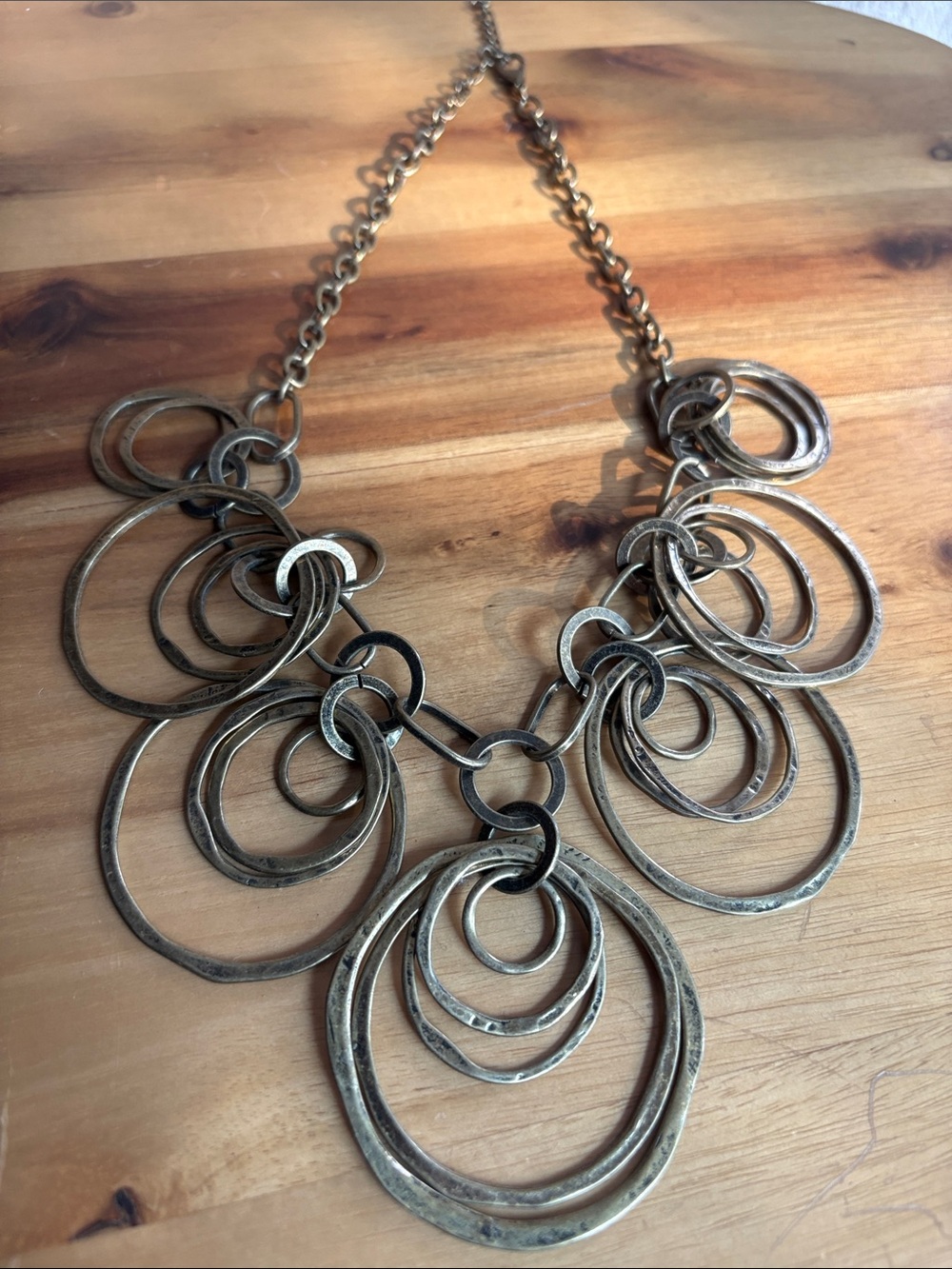 Antique Gold Multi-Hoop Statement Necklace